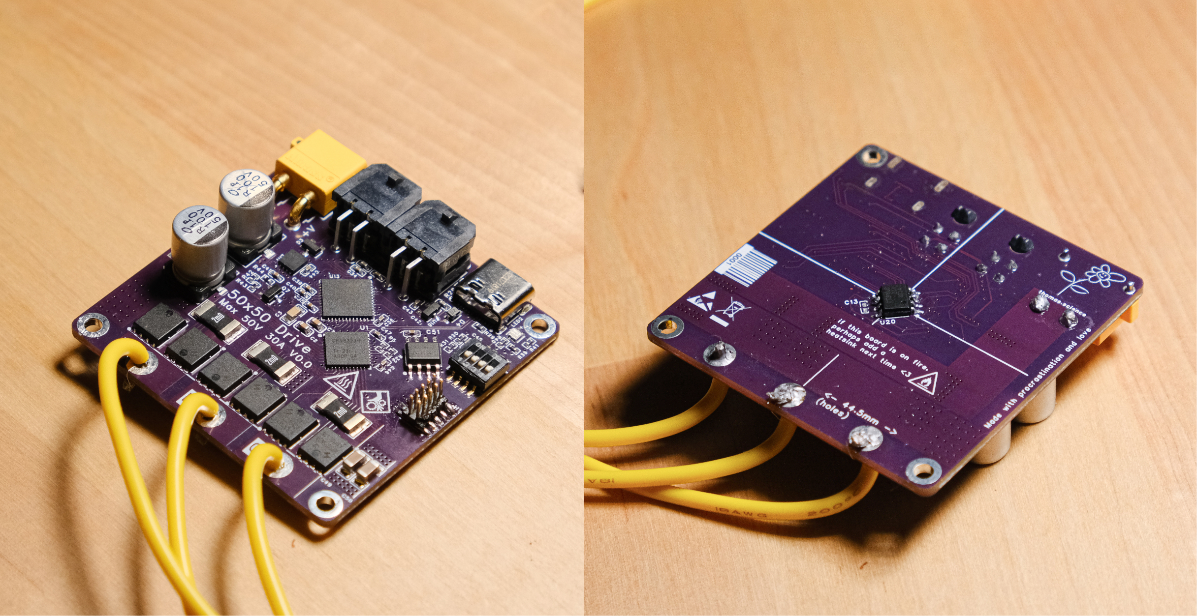 Front and back of a brushless driver PCB